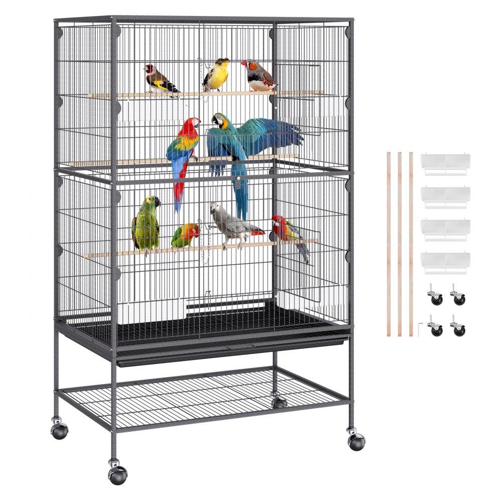 Pet Supplies | 52 inch Standing Large Bird Cage, Wrought Iron Flight Bird Cage for Parakeets, Cockatiels, Parrots, Macaw with Rolling Stand and Tray Pet Supplies