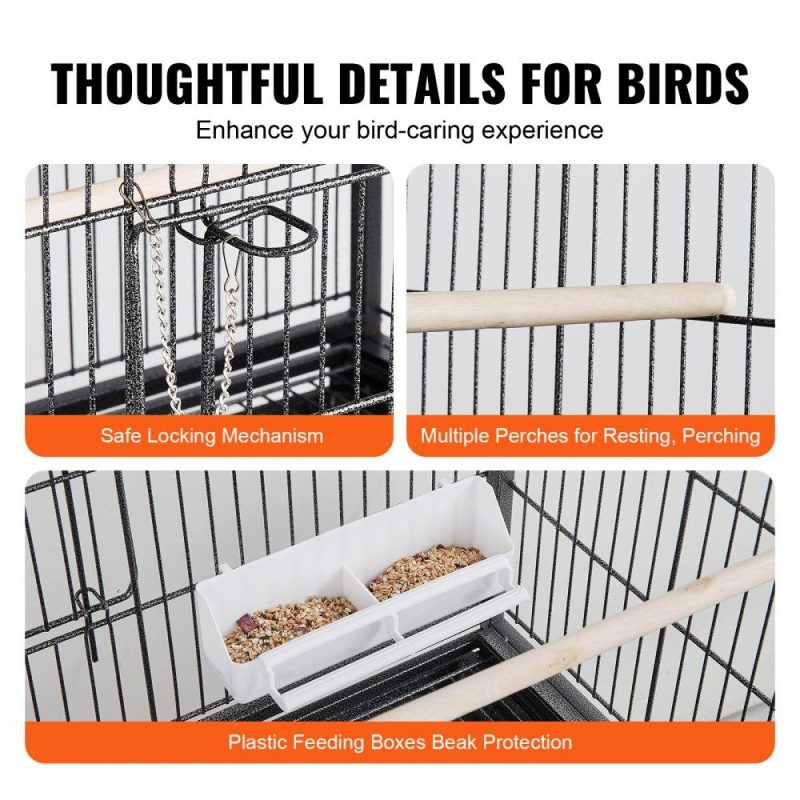 Pet Supplies | 52 inch Standing Large Bird Cage, Wrought Iron Flight Bird Cage for Parakeets, Cockatiels, Parrots, Macaw with Rolling Stand and Tray Pet Supplies