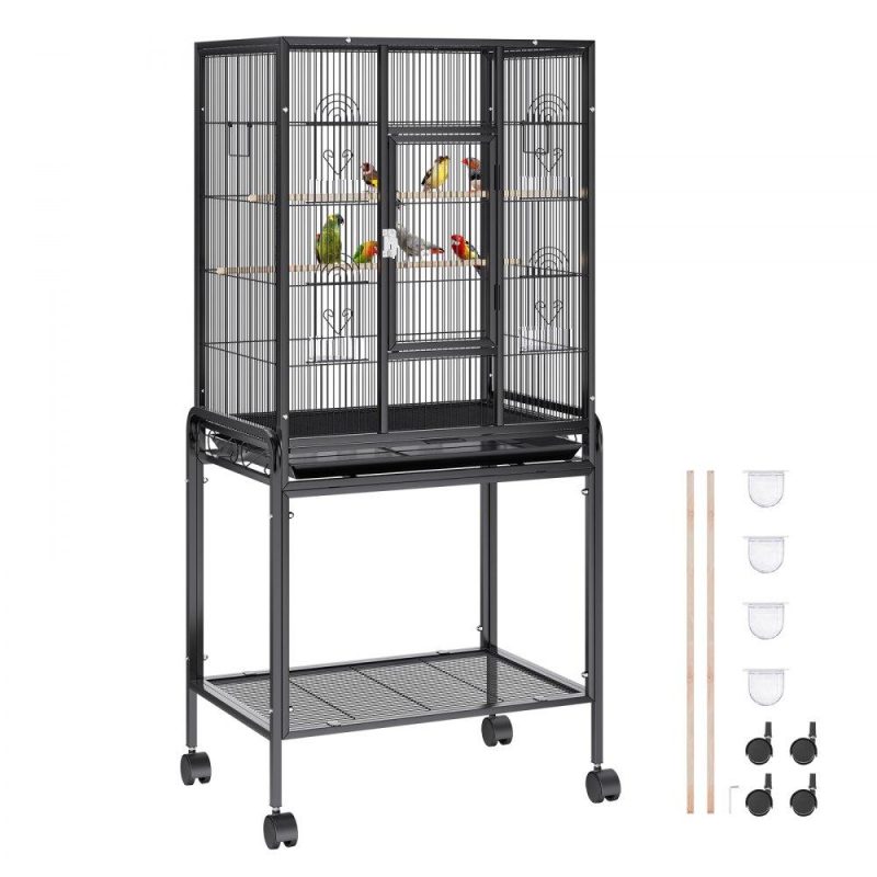 Pet Supplies | 54 inch Standing Large Bird Cage, Carbon Steel Flight Bird Cage for Parakeets, Cockatiels, Parrots, Macaw with Rolling Stand and Tray Agriculture & Forestry Equipment Pet Supplies