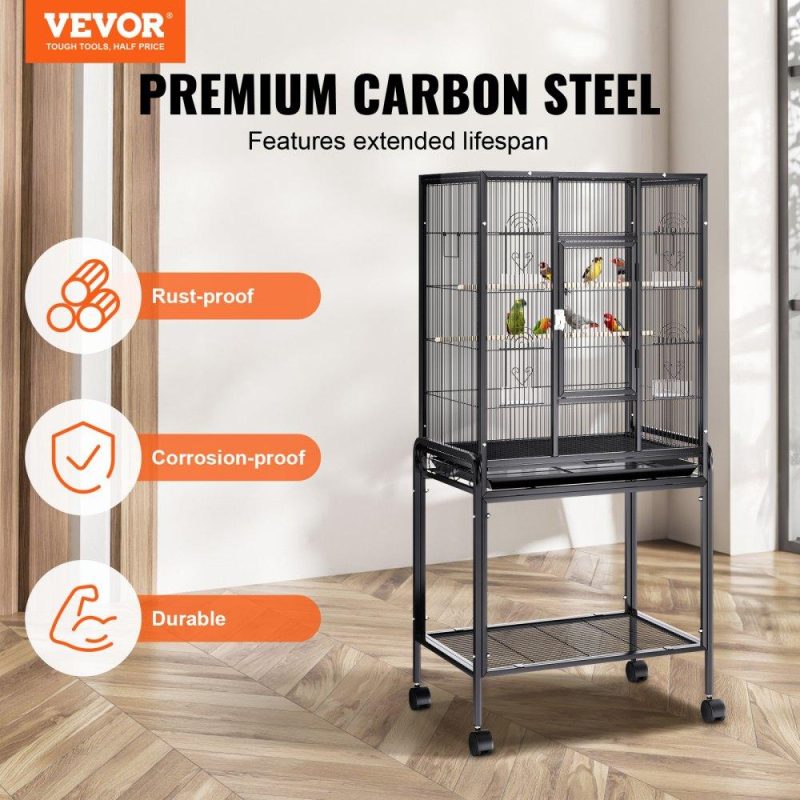 Pet Supplies | 54 inch Standing Large Bird Cage, Carbon Steel Flight Bird Cage for Parakeets, Cockatiels, Parrots, Macaw with Rolling Stand and Tray Agriculture & Forestry Equipment Pet Supplies