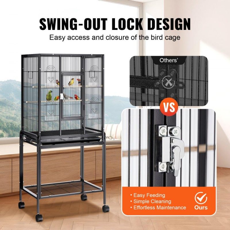 Pet Supplies | 54 inch Standing Large Bird Cage, Carbon Steel Flight Bird Cage for Parakeets, Cockatiels, Parrots, Macaw with Rolling Stand and Tray Agriculture & Forestry Equipment Pet Supplies