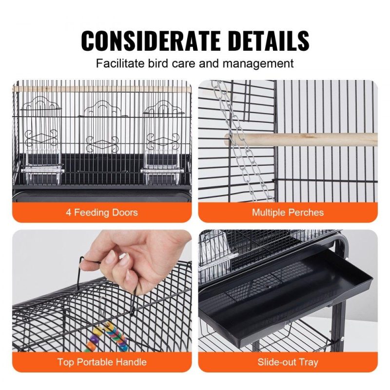 Pet Supplies | 60 inch Flight Bird Cage, Metal Large Parakeet Cages for Cockatiels Parrot Budgies Lovebirds Canaries, Pet Big Bird Cage with Rolling Stand and Hanging Toys Agriculture & Forestry Equipment Pet Supplies