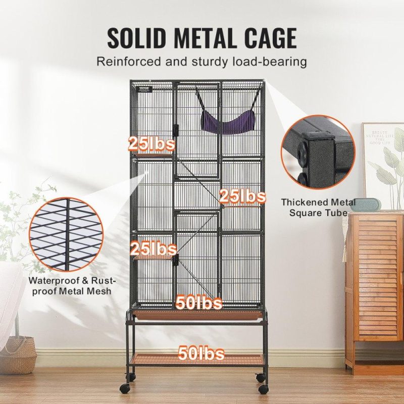 Pet Supplies | 69″ Metal Small Animal Cage 4-Tier Rolling Ferret Cage with Tray 3 Ramps Agriculture & Forestry Equipment Pet Supplies