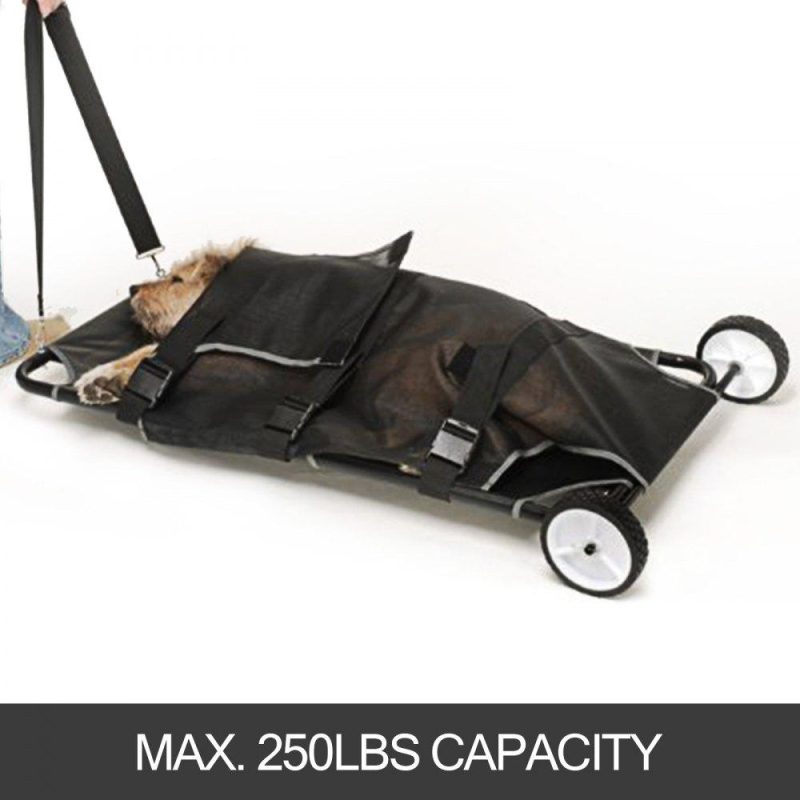 Pet Supplies | Animal Stretcher, 45 x 25 Inch Max. 250 lbs Capacity, Dog Transport Pet Trolley with Wheels, Veterinary Apply for Large Pets, Black Agriculture & Forestry Equipment Pet Supplies