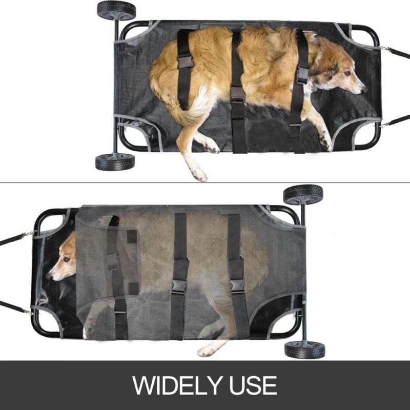 Pet Supplies | Animal Stretcher, 45 x 25 Inch Max. 250 lbs Capacity, Dog Transport Pet Trolley with Wheels, Veterinary Apply for Large Pets, Black Agriculture & Forestry Equipment Pet Supplies