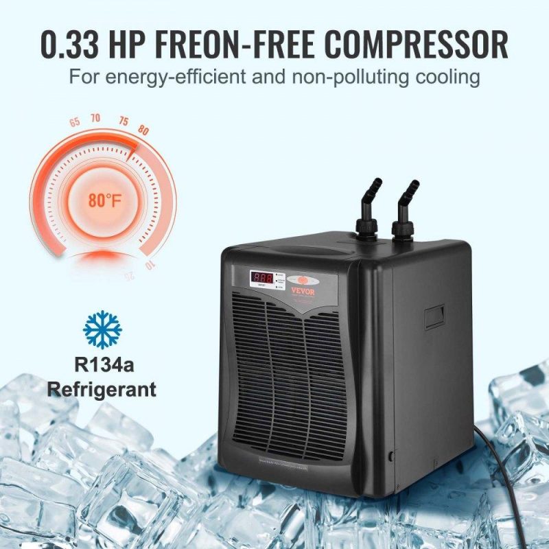 Pet Supplies | Aquarium Chiller, 110 Gal 416 L, 1/3 HP Hydroponic Water Chiller, Quiet Refrigeration Compressor for Seawater and Fresh Water, Fish Tank Cooling System with Pump/Hose, for Jellyfish, Coral Reef Agriculture & Forestry Equipment Pet Supplies