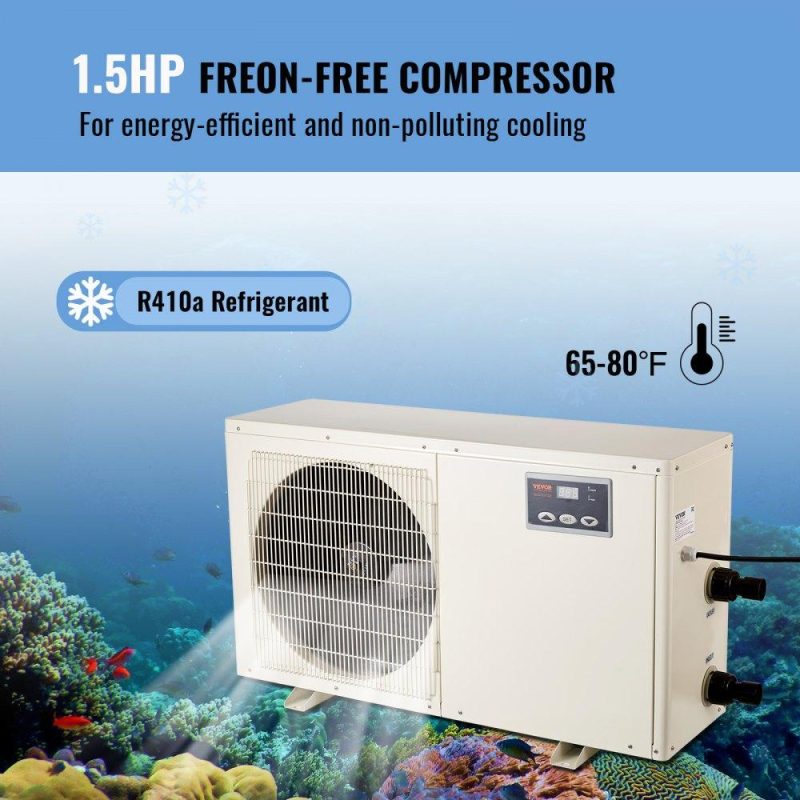 Pet Supplies | Aquarium Chiller, 500 Gal 1892 L, 1.5 HP Hydroponic Water Chiller, Quiet Refrigeration Compressor for Seawater and Fresh Water, Fish Tank Cooling System, for Jellyfish, Coral Reef Agriculture & Forestry Equipment Pet Supplies