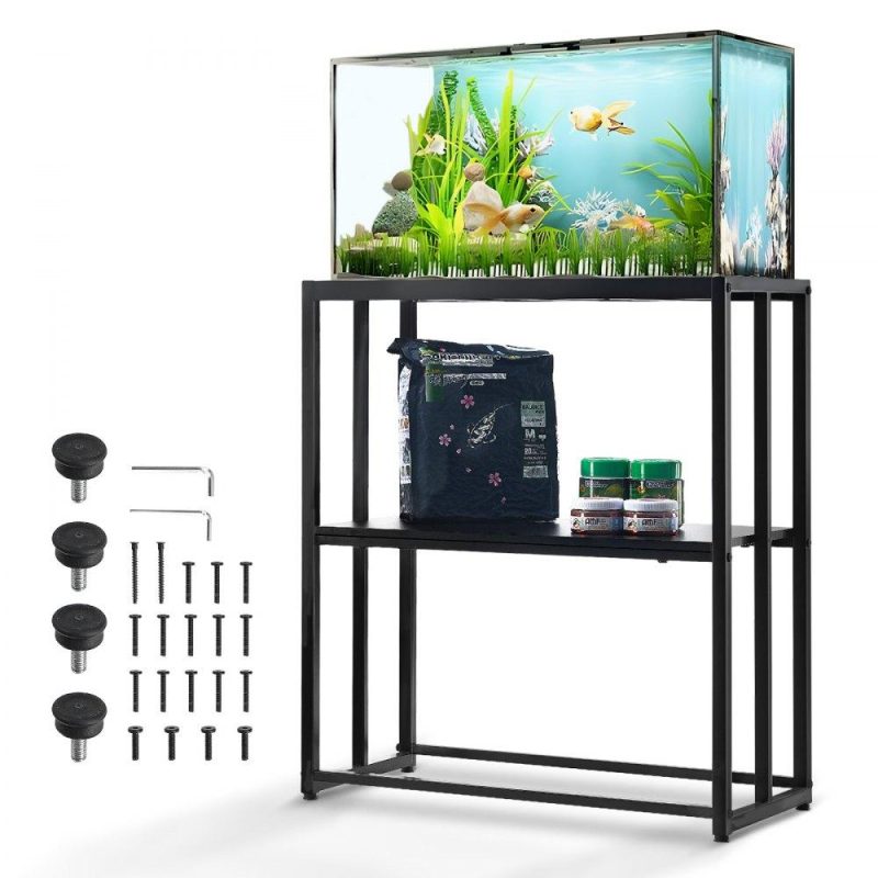 Pet Supplies | Aquarium Stand, 20 Gallon Fish Tank Stand, 24.8 x 13 x 30 in Steel Turtle Tank Stand, 167.6 lbs Load Capacity, Reptile Tank Stand with Storage, Hardware Kit, and Non-slip Feet, Black Agriculture & Forestry Equipment Pet Supplies