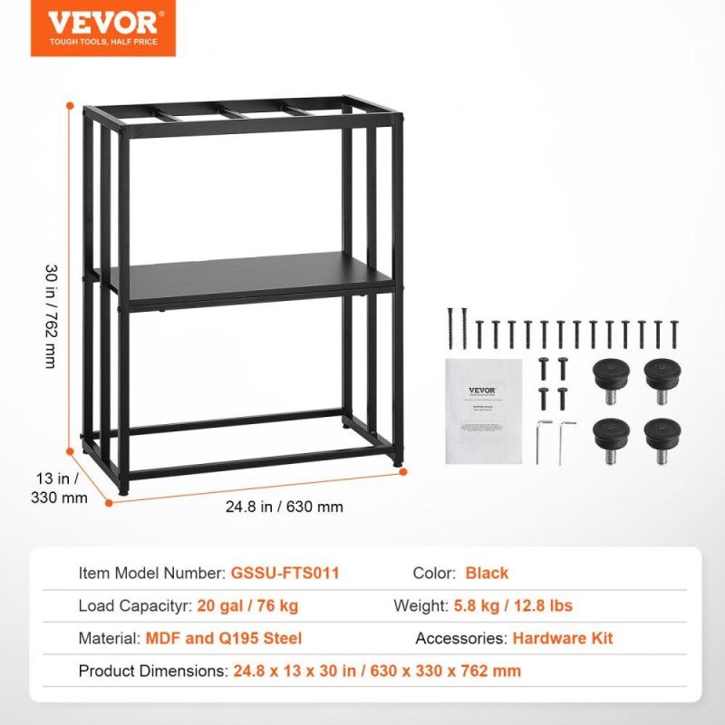 Pet Supplies | Aquarium Stand, 20 Gallon Fish Tank Stand, 24.8 x 13 x 30 in Steel Turtle Tank Stand, 167.6 lbs Load Capacity, Reptile Tank Stand with Storage, Hardware Kit, and Non-slip Feet, Black Agriculture & Forestry Equipment Pet Supplies