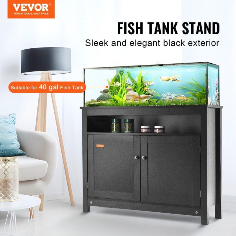 Pet Supplies | Aquarium Stand, 40 Gallon Fish Tank Stand, 36.5 x 15.7 x 30 in MDF Turtle Tank Stand, 335 lbs Load Capacity, Reptile Tank Stand with Storage, Cabinet and Hardware Kit, Black Agriculture & Forestry Equipment Pet Supplies