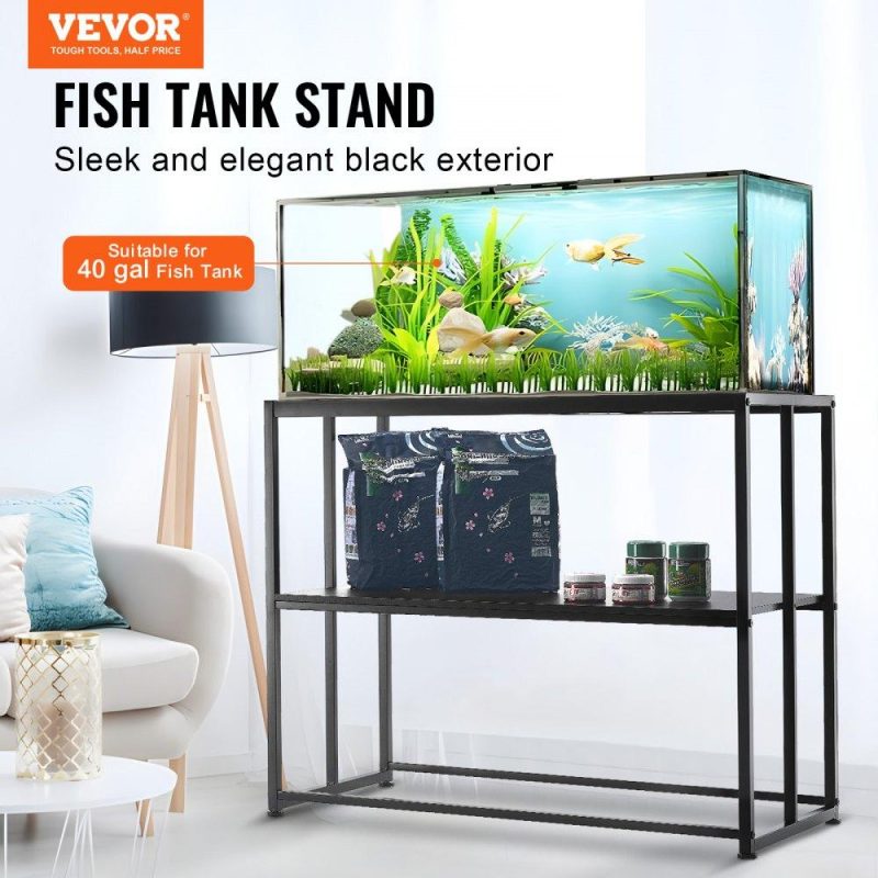 Pet Supplies | Aquarium Stand, 40 Gallon Fish Tank Stand, 36.5 x 18.5 x 29.5 in Steel Turtle Tank Stand, 335 lbs Load Capacity, Reptile Tank Stand with Storage, Hardware Kit, and Non-slip Feet, Black Agriculture & Forestry Equipment Pet Supplies