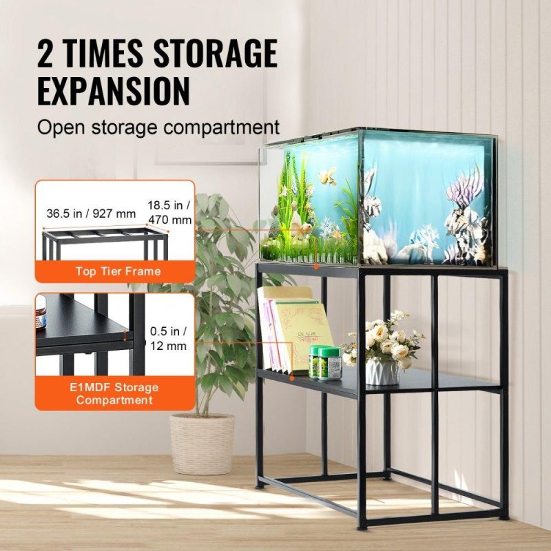 Pet Supplies | Aquarium Stand, 40 Gallon Fish Tank Stand, 36.5 x 18.5 x 29.5 in Steel Turtle Tank Stand, 335 lbs Load Capacity, Reptile Tank Stand with Storage, Hardware Kit, and Non-slip Feet, Black Agriculture & Forestry Equipment Pet Supplies