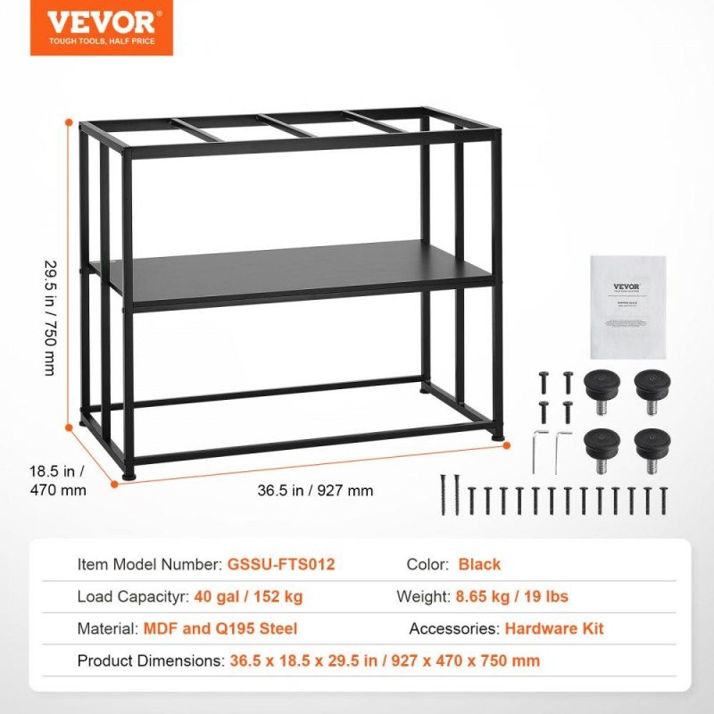 Pet Supplies | Aquarium Stand, 40 Gallon Fish Tank Stand, 36.5 x 18.5 x 29.5 in Steel Turtle Tank Stand, 335 lbs Load Capacity, Reptile Tank Stand with Storage, Hardware Kit, and Non-slip Feet, Black Agriculture & Forestry Equipment Pet Supplies