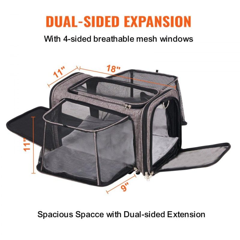 Pet Supplies | Cat Carrier with Wheels, Airline Approved Rolling Pet Carrier with Telescopic Handle and Shoulder Strap, Dog Carrier with Wheels for Pets under 25 lbs, with 1 Folding Bowl, Grey Agriculture & Forestry Equipment Pet Supplies