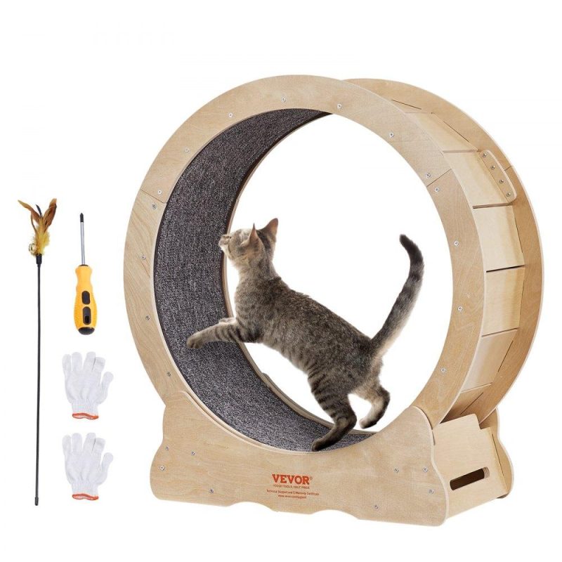 Pet Supplies | Cat Exercise Wheel, Large Cat Treadmill Wheel for Indoor Cats, 29.5 inch Cat Running Wheel with Detachable Carpet and Cat Teaser for Running/Walking/Training, Suitable for Most Cats Agriculture & Forestry Equipment Pet Supplies