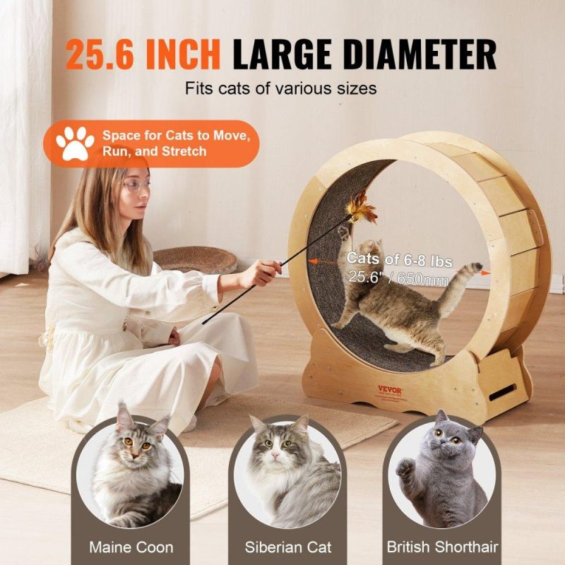 Pet Supplies | Cat Exercise Wheel, Large Cat Treadmill Wheel for Indoor Cats, 29.5 inch Cat Running Wheel with Detachable Carpet and Cat Teaser for Running/Walking/Training, Suitable for Most Cats Agriculture & Forestry Equipment Pet Supplies