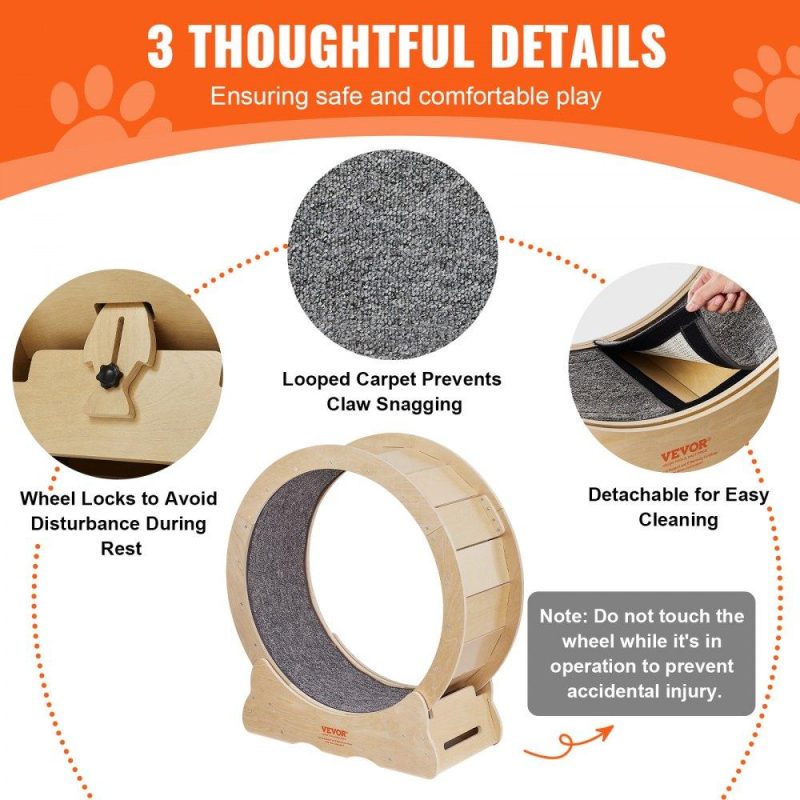 Pet Supplies | Cat Exercise Wheel, Large Cat Treadmill Wheel for Indoor Cats, 29.5 inch Cat Running Wheel with Detachable Carpet and Cat Teaser for Running/Walking/Training, Suitable for Most Cats Agriculture & Forestry Equipment Pet Supplies