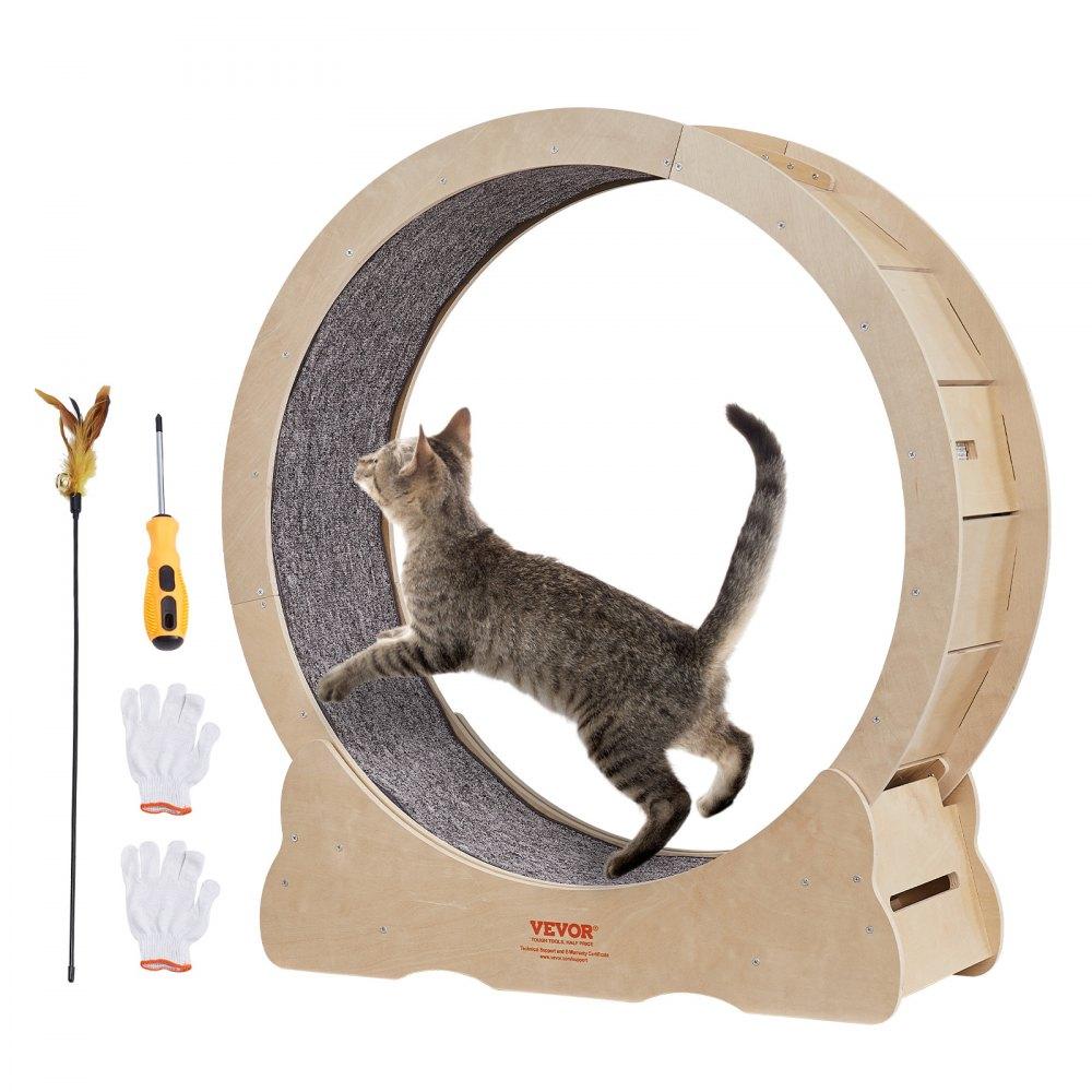 Pet Supplies | Cat Exercise Wheel, Large Cat Treadmill Wheel for Indoor Cats, 35.8 inch Cat Running Wheel with Detachable Carpet and Cat Teaser for Running/Walking/Training, Suitable for Most Cats Agriculture & Forestry Equipment Pet Supplies