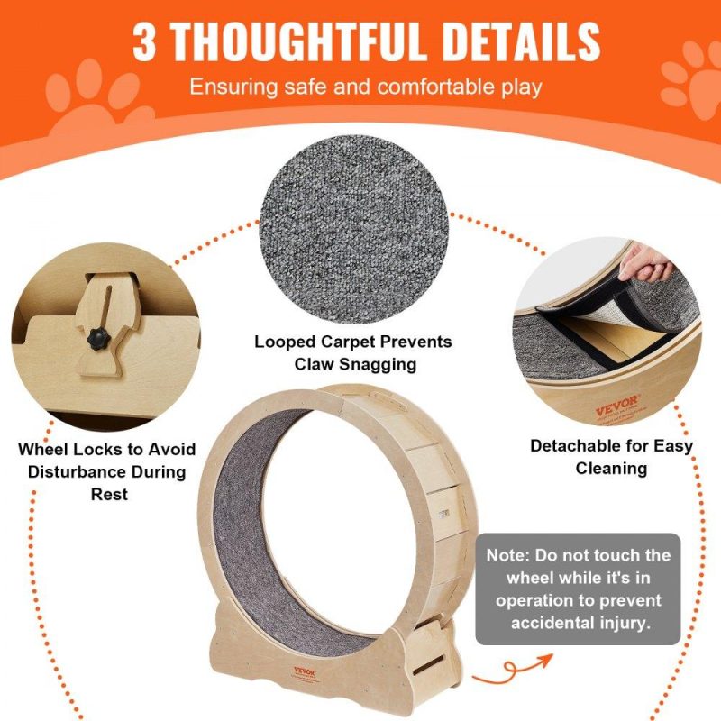 Pet Supplies | Cat Exercise Wheel, Large Cat Treadmill Wheel for Indoor Cats, 35.8 inch Cat Running Wheel with Detachable Carpet and Cat Teaser for Running/Walking/Training, Suitable for Most Cats Agriculture & Forestry Equipment Pet Supplies