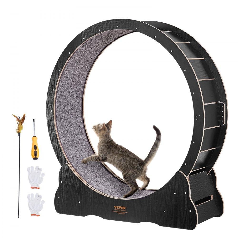 Pet Supplies | Cat Exercise Wheel, Large Cat Treadmill Wheel for Indoor Cats, 43.3 inch Cat Running Wheel with Detachable Carpet and Cat Teaser for Running/Walking/Training, Suitable for Most Cats Agriculture & Forestry Equipment Pet Supplies