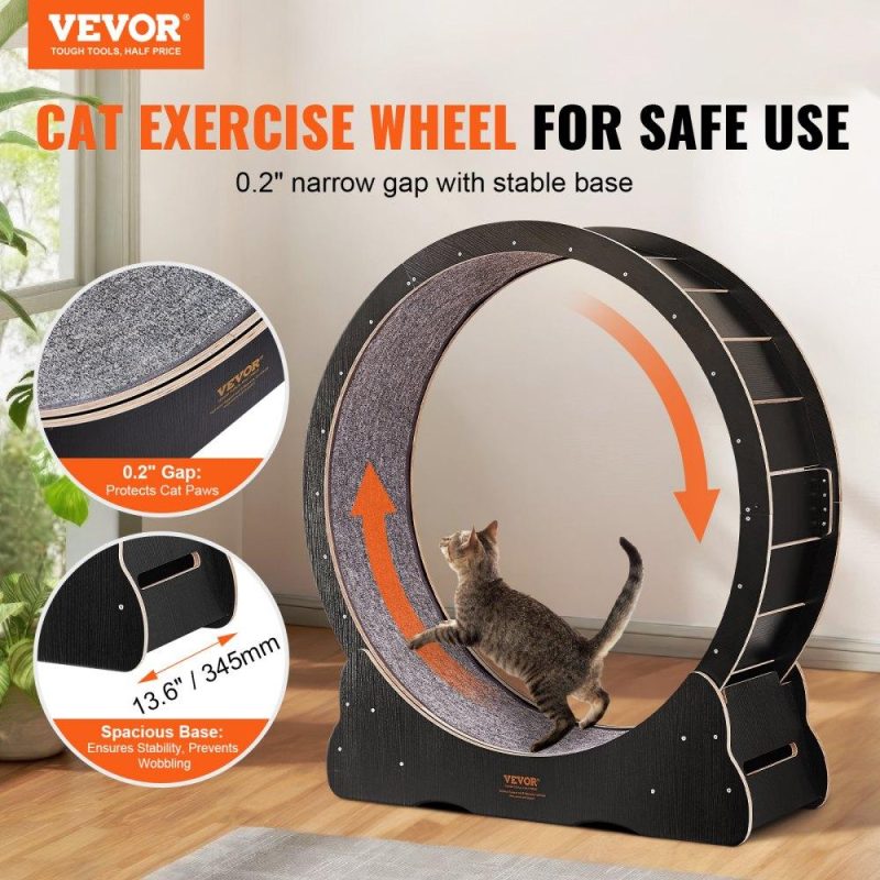 Pet Supplies | Cat Exercise Wheel, Large Cat Treadmill Wheel for Indoor Cats, 43.3 inch Cat Running Wheel with Detachable Carpet and Cat Teaser for Running/Walking/Training, Suitable for Most Cats Agriculture & Forestry Equipment Pet Supplies