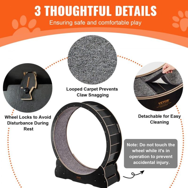 Pet Supplies | Cat Exercise Wheel, Large Cat Treadmill Wheel for Indoor Cats, 43.3 inch Cat Running Wheel with Detachable Carpet and Cat Teaser for Running/Walking/Training, Suitable for Most Cats Agriculture & Forestry Equipment Pet Supplies