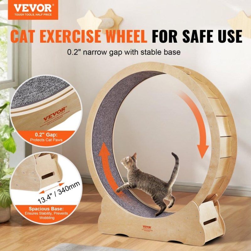 Pet Supplies | Cat Exercise Wheel, Large Cat Treadmill Wheel for Indoor Cats, 52 inch Cat Running Wheel with Detachable Carpet and Cat Teaser for Running/Walking/Training, Suitable for Most Cats Agriculture & Forestry Equipment Pet Supplies