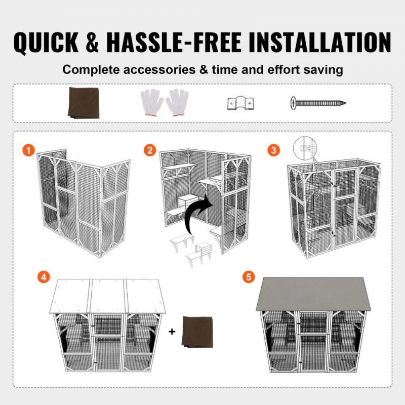 Pet Supplies | Cat House Outdoor, 7-Tier Large Catio, Cat Enclosure with 5 Platforms, 2 Resting Boxes & Large Front Door, 71.2 x 34.6 x 66.5 inch Agriculture & Forestry Equipment Pet Supplies