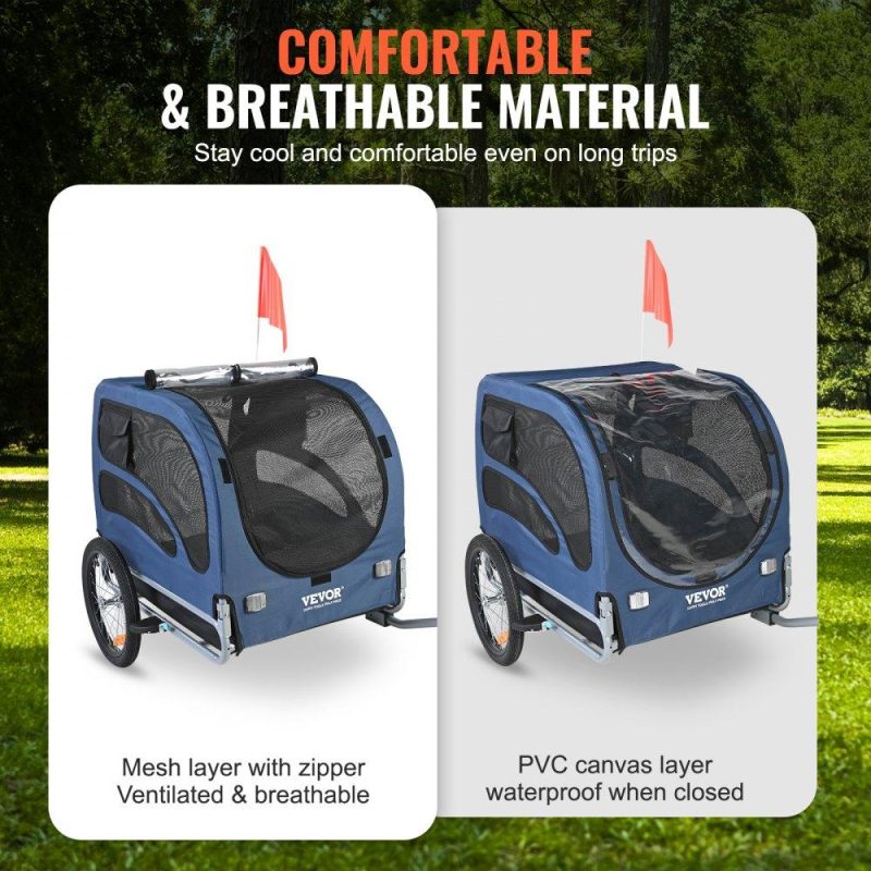 Pet Supplies | Dog Bike Trailer, Supports up to 100 lbs, Pet Cart Bicycle Carrier, Easy Folding Frame with Quick Release Wheels, Universal Bicycle Coupler, Reflectors, Flag, Collapsible to Store, Blue/Black Agriculture & Forestry Equipment Pet Supplies