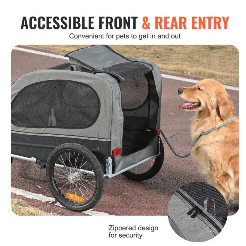 Pet Supplies | Dog Bike Trailer, Supports up to 88 lbs, Pet Cart Bicycle Carrier, Easy Folding Frame with Quick Release Wheels, Universal Bicycle Coupler, Reflectors, Flag, Collapsible to Store, Black/Gray Agriculture & Forestry Equipment Pet Supplies