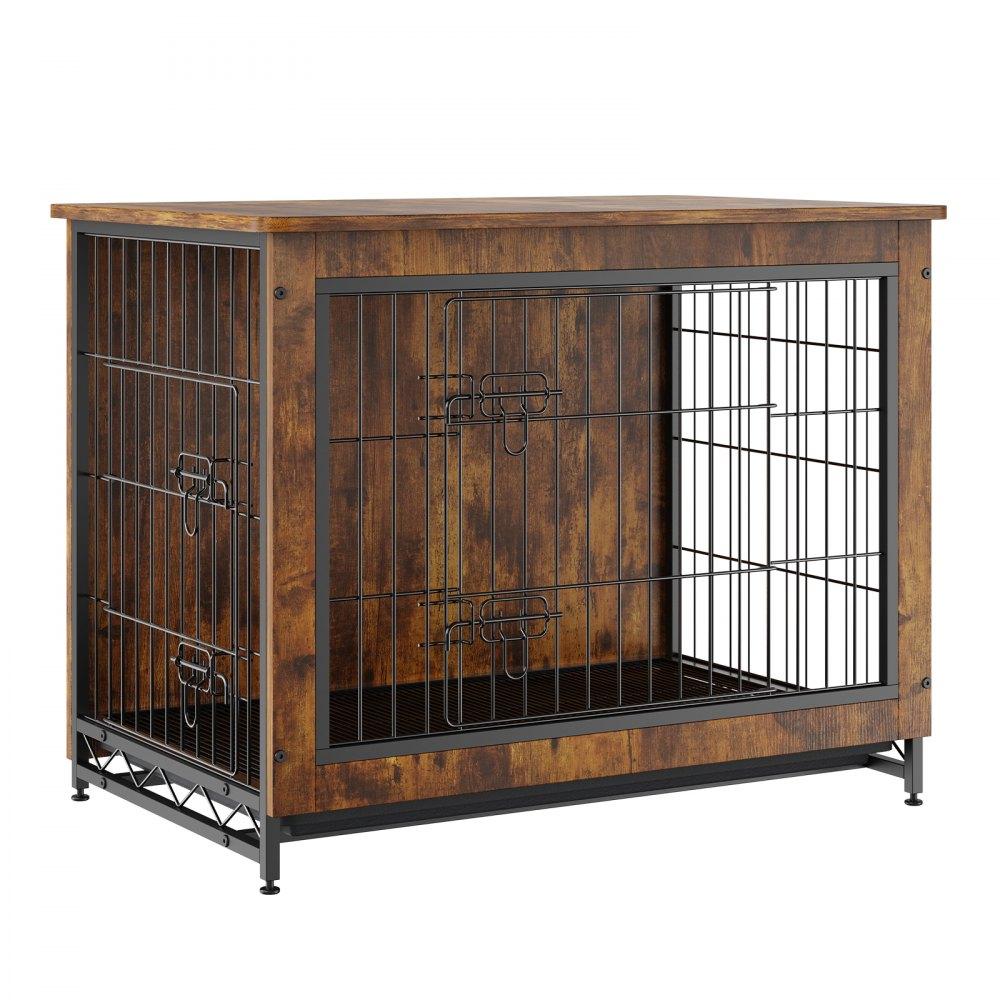 Pet Supplies | Dog Crate Furniture, 32 inch Wooden Dog Crate with Double Doors, Heavy-Duty Dog Cage End Table with Multi-Purpose Removable Tray, Modern Dog Kennel Indoor for Dogs up to 45lb, Rustic Brown Agriculture & Forestry Equipment Pet Supplies