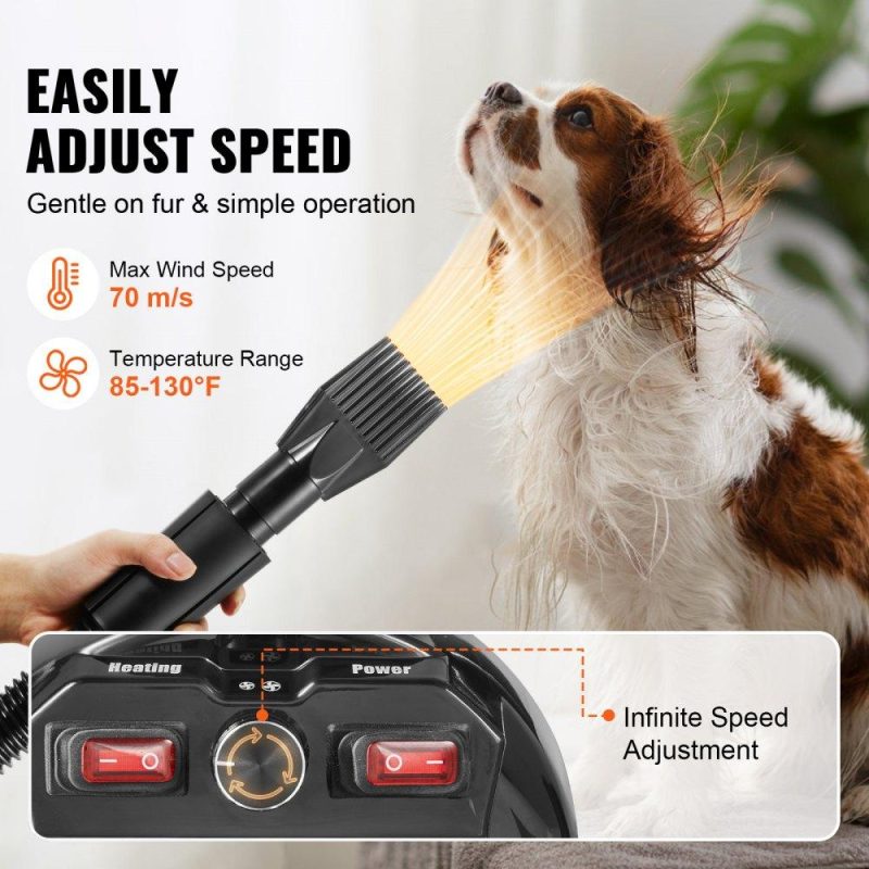 Pet Supplies | Dog Dryer, 2800W/4.3HP Dog Blow Dryer, Pet Grooming Dryer with Adjustable Speed and Temperature Control, Pet Hair Dryer with 4 Nozzles and Extendable Hose, Grey and Black Grey Black Agriculture & Forestry Equipment Grey Black