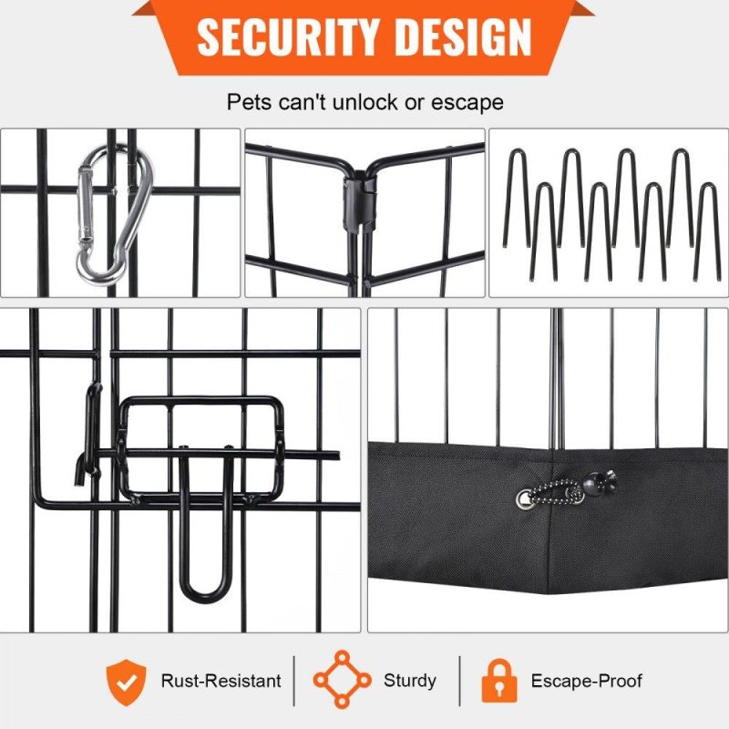 Pet Supplies | Dog Playpen, 8 Panels Foldable Metal Dog Exercise Pen with Bottom Pad, 24″ H Pet Fence Puppy Crate Kennel with Ground Stakes, Indoor Outdoor Dog Pen for Small Medium Pets, for Camping, Yard Agriculture & Forestry Equipment Pet Supplies