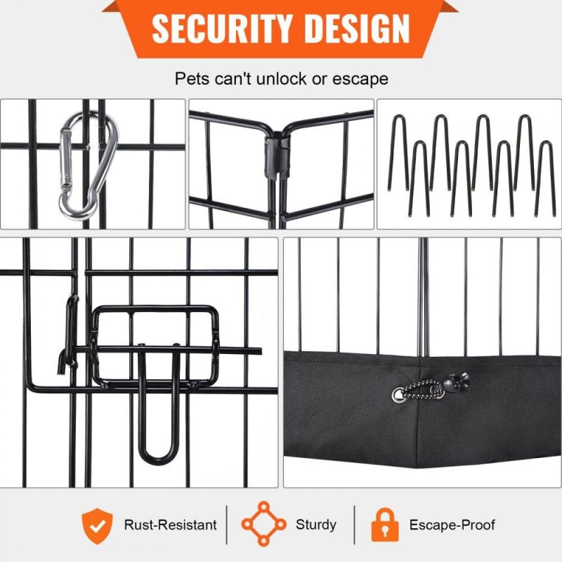 Pet Supplies | Dog Playpen, 8 Panels Foldable Metal Dog Exercise Pen with Top Cover and Bottom Pad, 24″ H Pet Fence Puppy Crate Kennel, Indoor Outdoor Dog Pen for Small Medium Pets, for Camping, Yard Agriculture & Forestry Equipment Pet Supplies