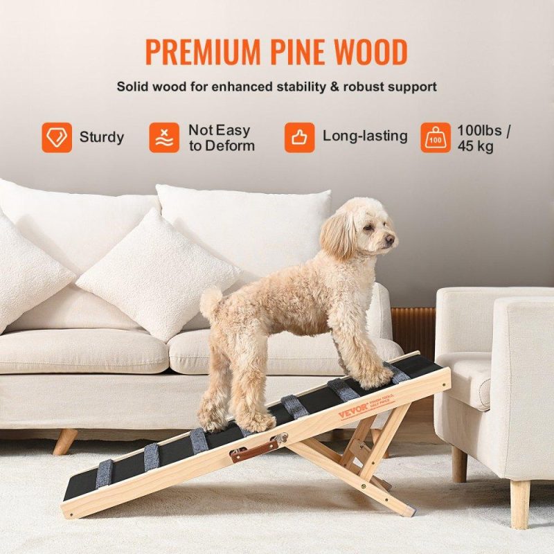 Pet Supplies | Dog Ramp, Folding Pet Ramp for Bed, Adjustable Dog Ramp for Small, Large, Old Dogs & Cats, Wooden Pet Ramp with 39.3″ Long Ramp, Adjustable from 15″ to 22″, Suitable for Couch, Sofa, Car Agriculture & Forestry Equipment Pet Supplies