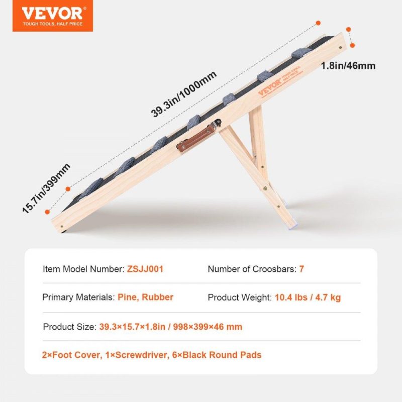 Pet Supplies | Dog Ramp, Folding Pet Ramp for Bed, Adjustable Dog Ramp for Small, Large, Old Dogs & Cats, Wooden Pet Ramp with 39.3″ Long Ramp, Adjustable from 15″ to 22″, Suitable for Couch, Sofa, Car Agriculture & Forestry Equipment Pet Supplies
