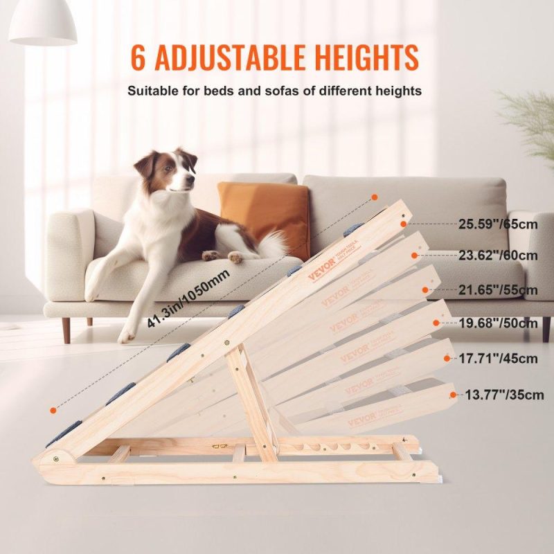 Pet Supplies | Dog Ramp, Folding Pet Ramp for Bed, Adjustable Dog Ramp for Small, Large, Old Dogs & Cats, Wooden Pet Ramp with 41.3″ Long Ramp, Adjustable from 13.77″ to 25.59″, Suitable for Couch, Sofa, Car Agriculture & Forestry Equipment Pet Supplies