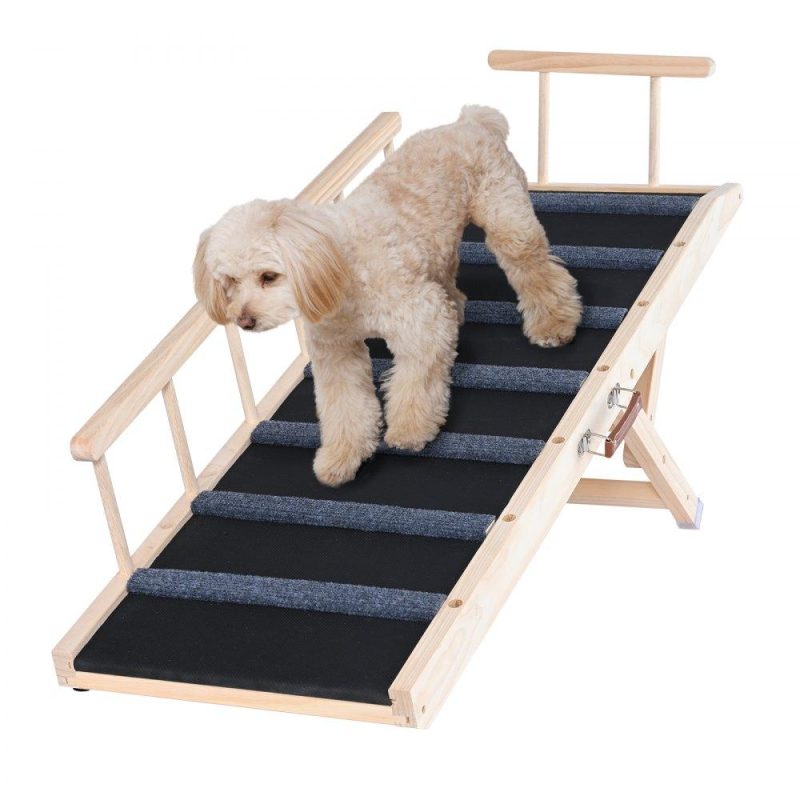 Pet Supplies | Dog Ramp, Folding Pet Ramp for Bed, Adjustable Dog Ramp for Small, Large, Old Dogs & Cats, Wooden Pet Ramp with 47.2″ Long Ramp, Adjustable from 13.8″ to 27.6″, Suitable for Couch, Sofa, Car Agriculture & Forestry Equipment Pet Supplies