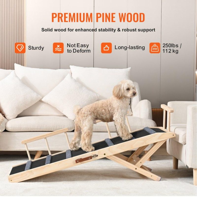 Pet Supplies | Dog Ramp, Folding Pet Ramp for Bed, Adjustable Dog Ramp for Small, Large, Old Dogs & Cats, Wooden Pet Ramp with 47.2″ Long Ramp, Adjustable from 13.8″ to 27.6″, Suitable for Couch, Sofa, Car Agriculture & Forestry Equipment Pet Supplies