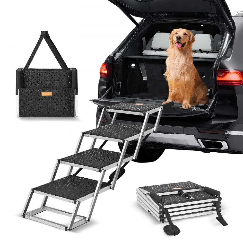 Pet Supplies | Dog Stair for Cars 4-step Folding Dog Steps Aluminum Loads up to 150 lbs Agriculture & Forestry Equipment Pet Supplies