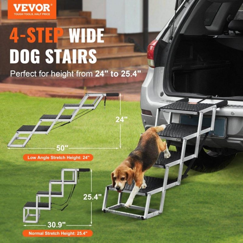 Pet Supplies | Dog Stair for Cars 4-step Folding Dog Steps Aluminum Loads up to 150 lbs Agriculture & Forestry Equipment Pet Supplies