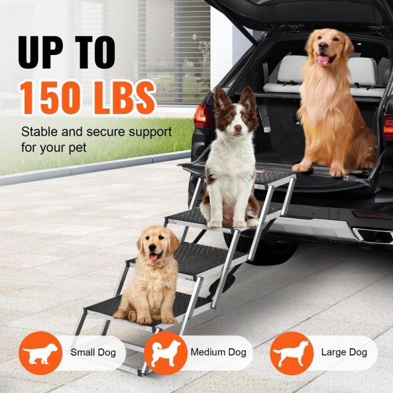 Pet Supplies | Dog Stair for Cars 4-step Folding Dog Steps Aluminum Loads up to 150 lbs Agriculture & Forestry Equipment Pet Supplies