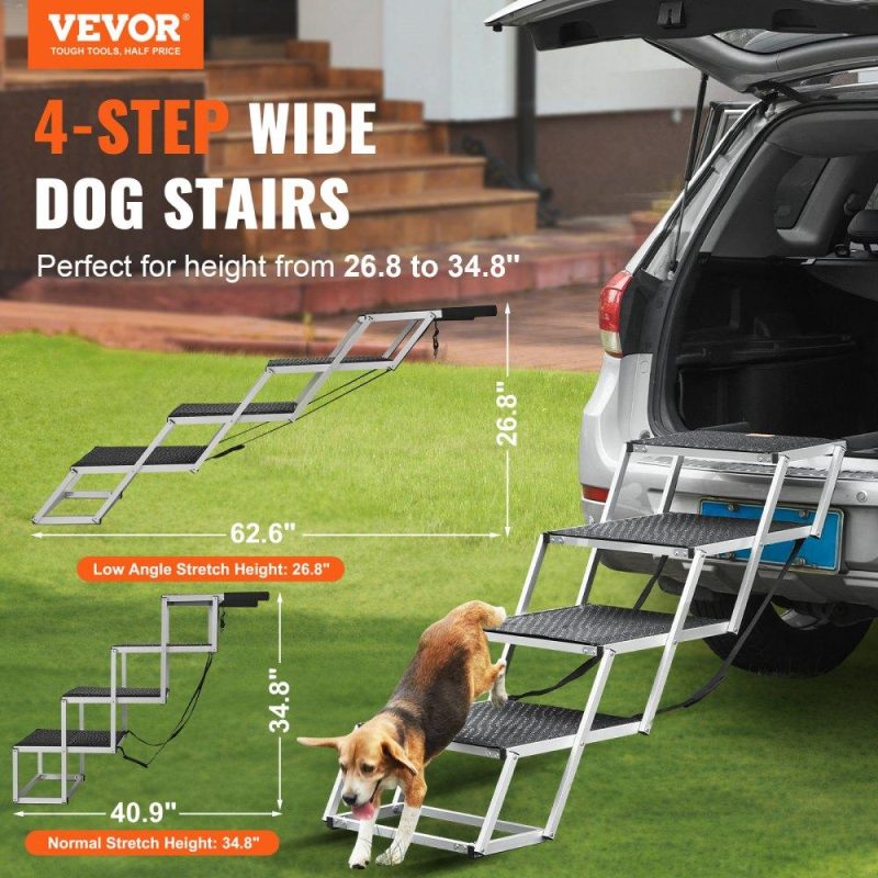 Pet Supplies | Dog Stair for Cars 4-step Folding Dog Steps Aluminum Loads up to 250 lbs Agriculture & Forestry Equipment Pet Supplies