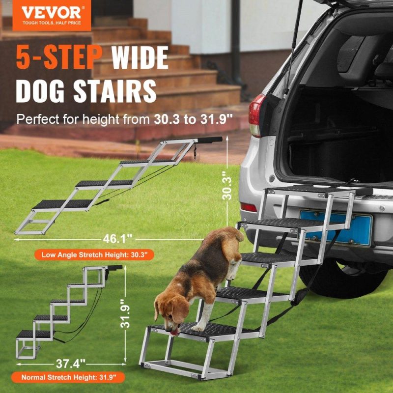 Pet Supplies | Dog Stair for Cars 5-step Folding Dog Steps Aluminum Loads up to 150 lbs Agriculture & Forestry Equipment Pet Supplies