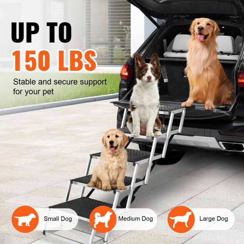 Pet Supplies | Dog Stair for Cars 5-step Folding Dog Steps Aluminum Loads up to 150 lbs Agriculture & Forestry Equipment Pet Supplies