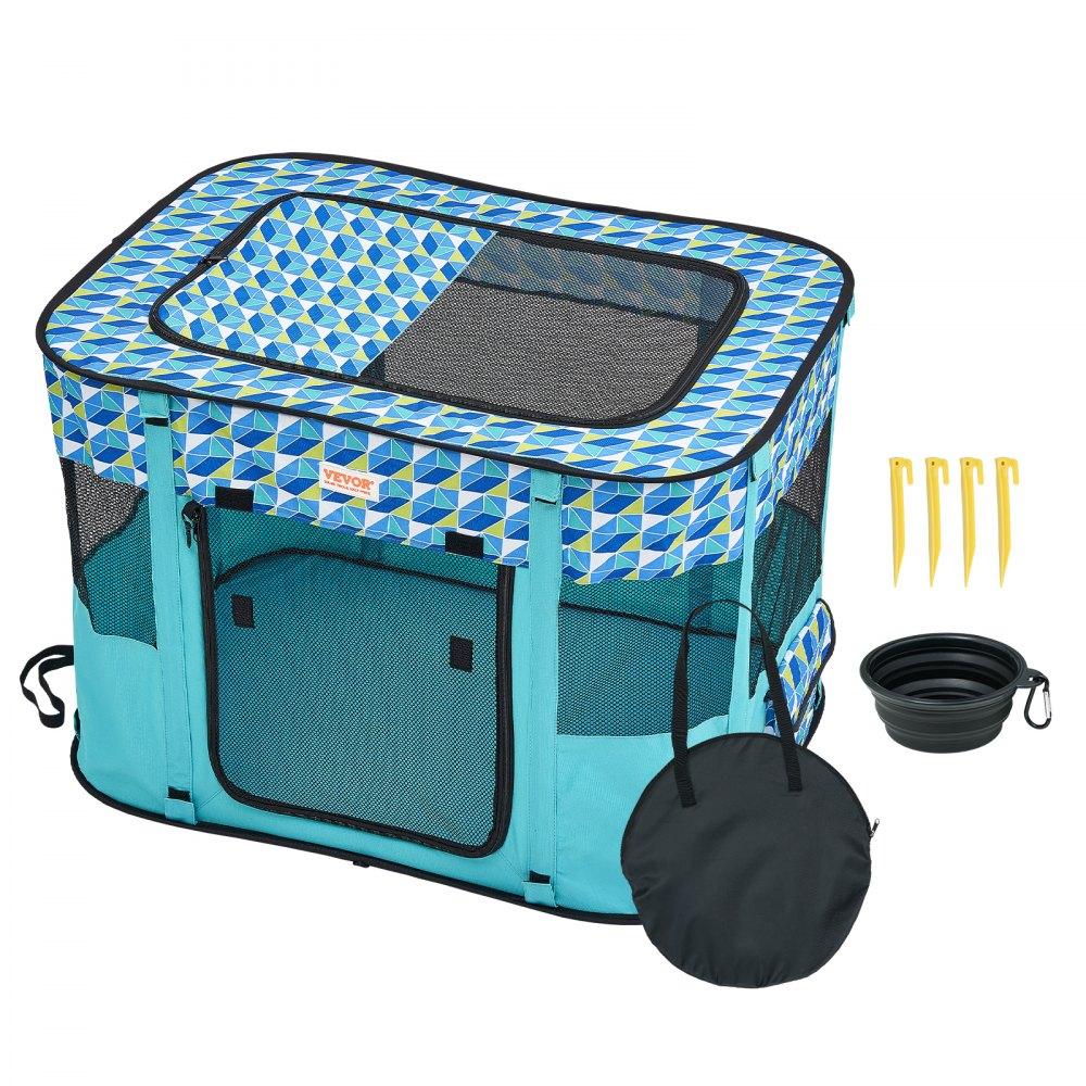 Pet Supplies | Foldable Pet Playpen, 32” x 24” x 22” Portable Dog Playpen, Crate Kennel for Puppy, Dog, Cat, Waterproof 600D Oxford Cloth, Removable Zipper, for Indoor Outdoor Travel Camping (Rectangle, S) Agriculture & Forestry Equipment Pet Supplies