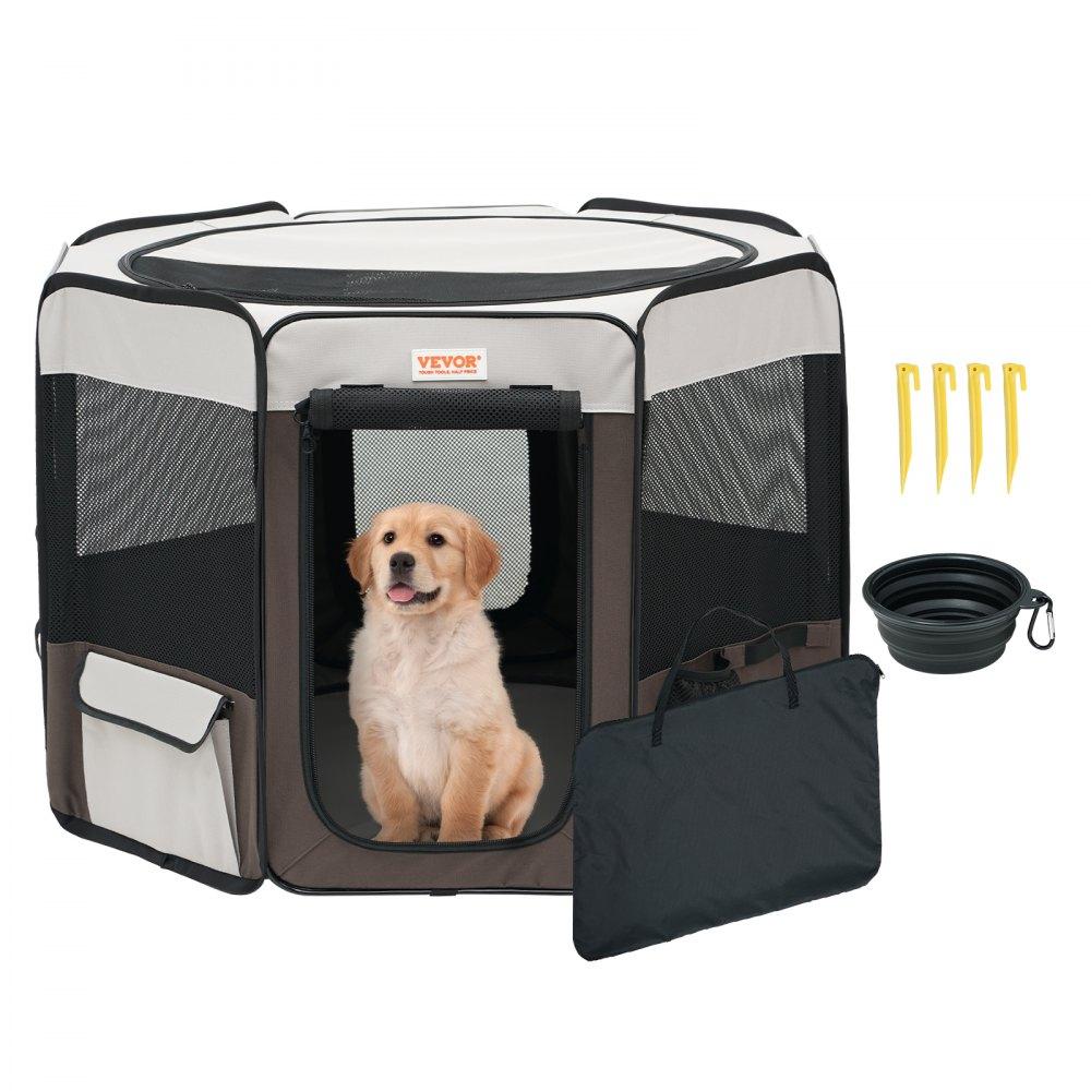 Pet Supplies | Foldable Pet Playpen, 36 inch Portable Dog Playpen, Crate Kennel for Puppy, Dog, Cat, Premium Waterproof 600D Oxford Cloth, Removable Zipper, for Indoor Outdoor Travel Camping Use (Octagon, M) Agriculture & Forestry Equipment Pet Supplies