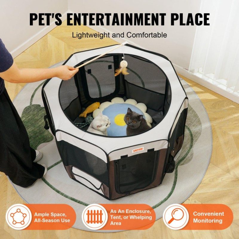 Pet Supplies | Foldable Pet Playpen, 36 inch Portable Dog Playpen, Crate Kennel for Puppy, Dog, Cat, Premium Waterproof 600D Oxford Cloth, Removable Zipper, for Indoor Outdoor Travel Camping Use (Octagon, M) Agriculture & Forestry Equipment Pet Supplies