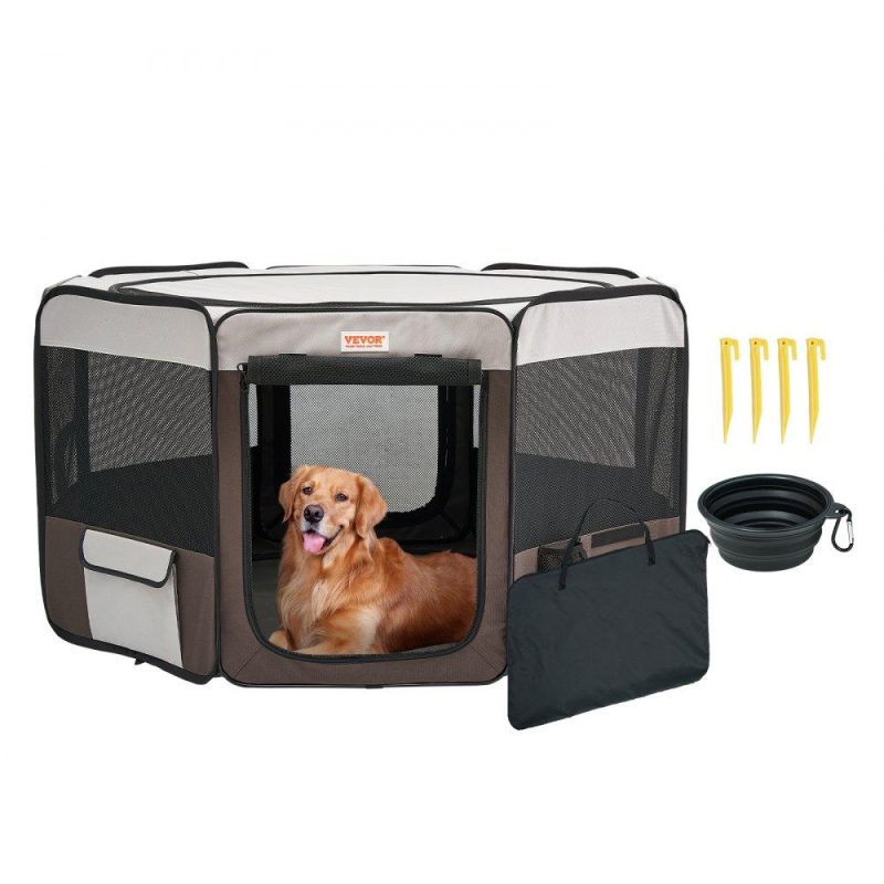 Pet Supplies | Foldable Pet Playpen, 46 inch Portable Dog Playpen, Crate Kennel for Puppy, Dog, Cat, Premium Waterproof 600D Oxford Cloth, Removable Zipper, for Indoor Outdoor Travel Camping Use (Octagon, L) Agriculture & Forestry Equipment Pet Supplies