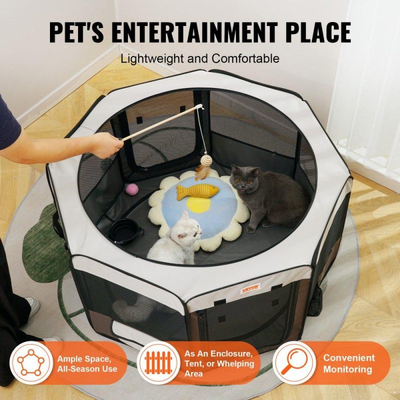 Pet Supplies | Foldable Pet Playpen, 46 inch Portable Dog Playpen, Crate Kennel for Puppy, Dog, Cat, Premium Waterproof 600D Oxford Cloth, Removable Zipper, for Indoor Outdoor Travel Camping Use (Octagon, L) Agriculture & Forestry Equipment Pet Supplies